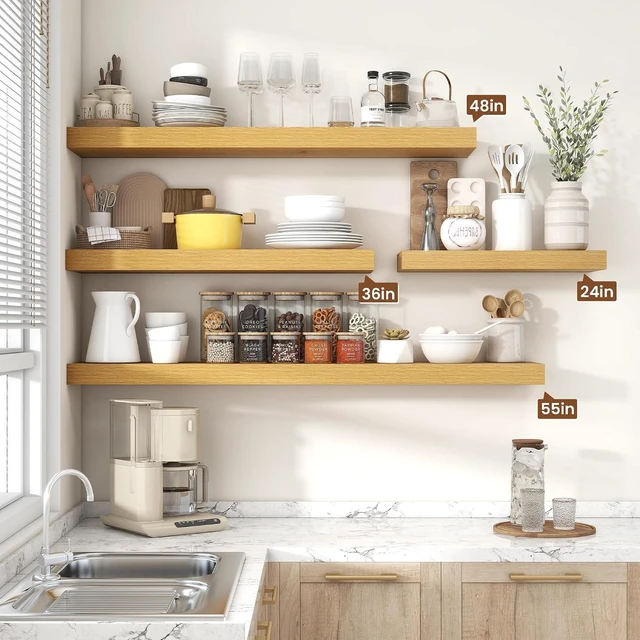 Alt view image 5 of 7 - Floating Shelves 15.7" W x 10.3" D Oak Set of 2