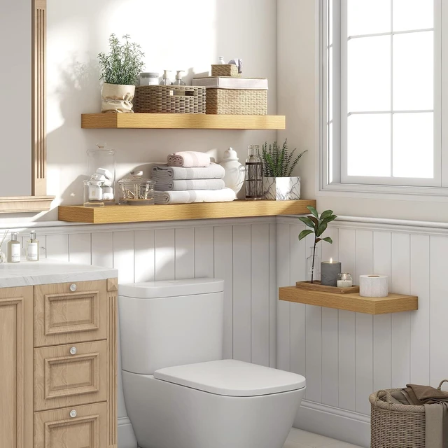 Alt view image 6 of 7 - Floating Shelves 15.7" W x 10.3" D Oak Set of 2