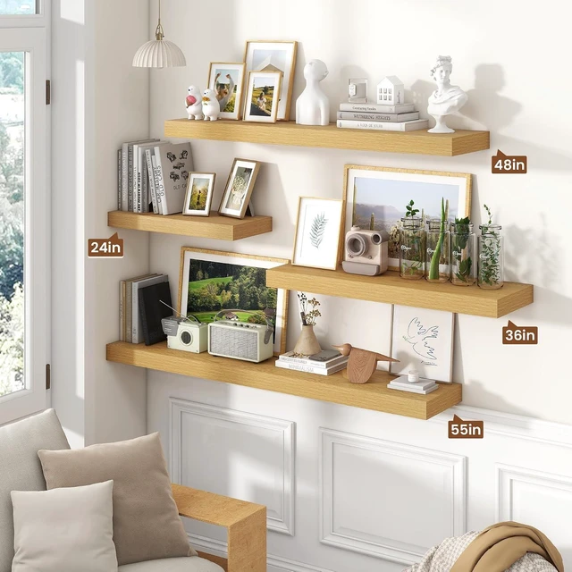 Alt view image 7 of 7 - Floating Shelves 15.7" W x 10.3" D Oak Set of 2