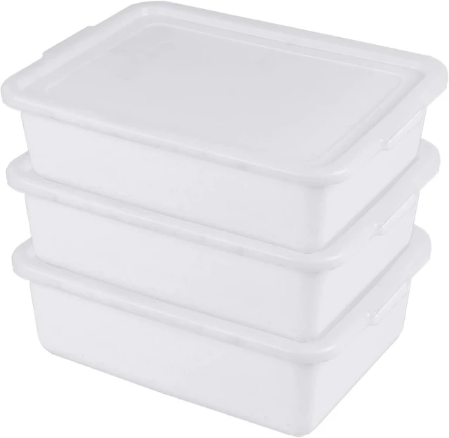 Main image of 3-Pack 13 L Plastic Commercial Bus Tub with Lid, Restaurant Dish Tub
