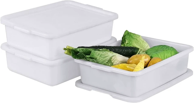 Alt view image 2 of 7 - 3-Pack 13 L Plastic Commercial Bus Tub with Lid, Restaurant Dish Tub