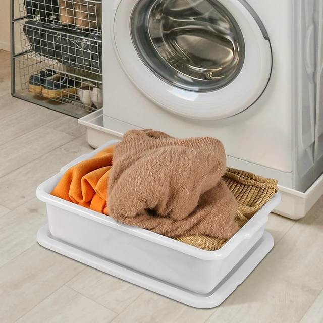 Alt view image 7 of 7 - 3-Pack 13 L Plastic Commercial Bus Tub with Lid, Restaurant Dish Tub