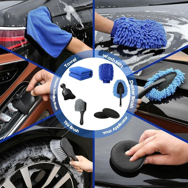Alt view image 6 of 7 - 38PcsB Car Detailing Kit Detailing Brush Set Car Wash Cleaning Kit Blue