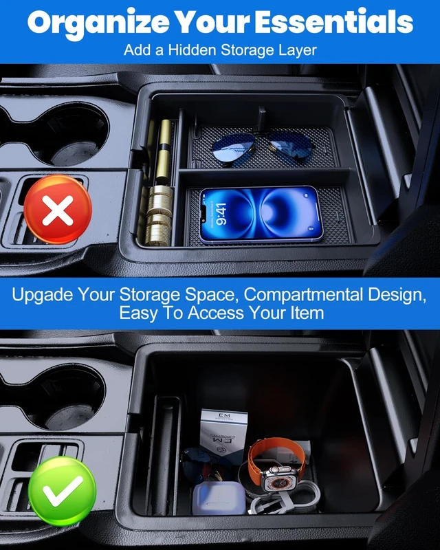 Alt view image 3 of 7 - 3PCS Center Console Organizer Set Accessories Compatible with Honda Pilot 20232026 & Honda Passport 2026 Includes Dash Tray, Hidden Storage Box & Center Console Divider, Keep Your Cabin Neat