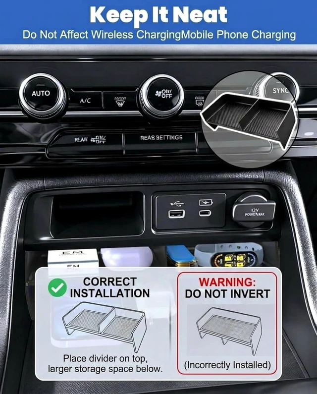 Alt view image 4 of 7 - 3PCS Center Console Organizer Set Accessories Compatible with Honda Pilot 20232026 & Honda Passport 2026 Includes Dash Tray, Hidden Storage Box & Center Console Divider, Keep Your Cabin Neat