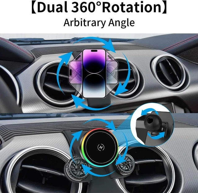 Alt view image 5 of 7 - Car Magnetic Phone Mount for Ford Mustang 2015 2016 2017 2018 2019 2020 2021 2022 2023 Auto Interior Accessories Best Cellphone Holder Fast 15W Wireless Charger Cell Phones Charging Stand