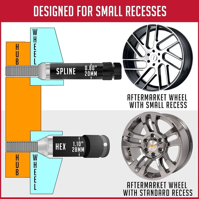 Alt view image 3 of 7 - 20 Pcs + Key M12x1.25 12x1.25 Thread ET Bulge Acorn (Extra Thread) 1.57" Long Spline Lug Nuts Chrome Spline Hex Fits Most Subaru Nissan Pass Cars