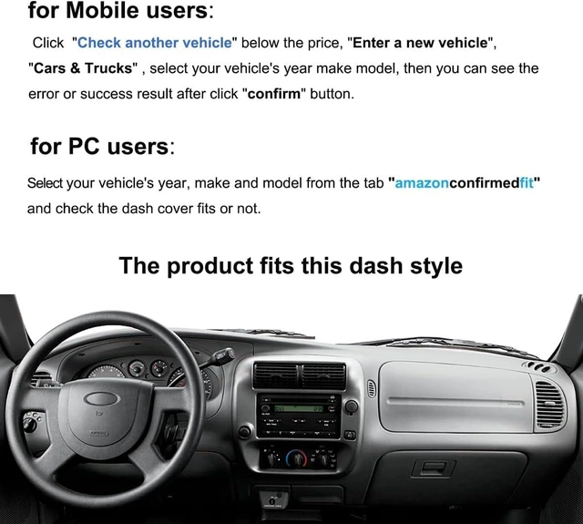 Alt view image 2 of 5 - Dash Cover Mat for Ford Ranger 1995-2011/ Explorer 1995-2001(Gray) J35