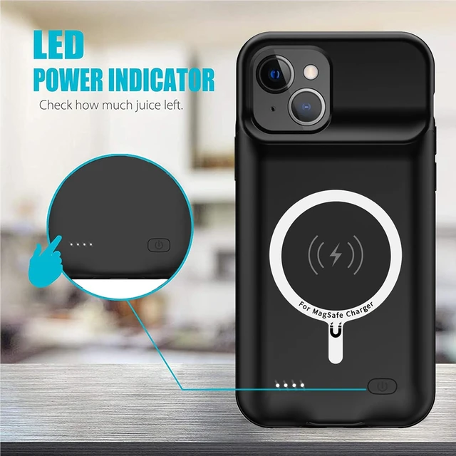 Alt view image 3 of 7 - Battery Case for iPhone 13, Full Encircle 10000mAh High Capacity Rechargeable Portable Charger Case Extended Battery Pack Compatible with iPhone 13 (6.1 inch) Wireless Charging Case with Carplay-Black