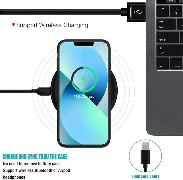 Alt view image 6 of 7 - Battery Case for iPhone 13, Full Encircle 10000mAh High Capacity Rechargeable Portable Charger Case Extended Battery Pack Compatible with iPhone 13 (6.1 inch) Wireless Charging Case with Carplay-Black