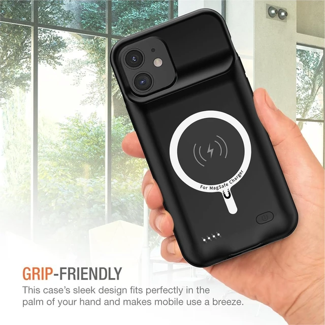 Alt view image 7 of 7 - Wireless Charging Case for iPhone 11, 10000mAh High Capacity Portable Rechargeable Protective Battery Case Wireless Charging Compatible with iPhone 11 (6.1 inch) Extended Battery Charger Case (Black)