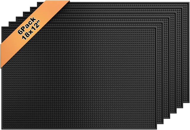 Main image of 6 Pack Rubber Bar Mats for Countertop 18x12 Inch Black Silicone Coffee Bar Mats for Bartending Dish Drying Matt Kitchen Counter Home Bars Cocktail Spill Non-Slip Mat Bartender Accessories