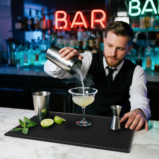 Alt view image 2 of 7 - 6 Pack Rubber Bar Mats for Countertop 18x12 Inch Black Silicone Coffee Bar Mats for Bartending Dish Drying Matt Kitchen Counter Home Bars Cocktail Spill Non-Slip Mat Bartender Accessories