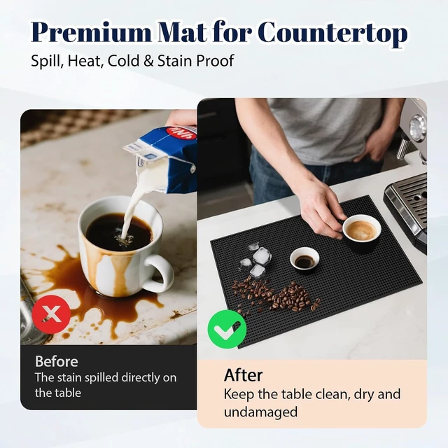 Alt view image 4 of 7 - 6 Pack Rubber Bar Mats for Countertop 18x12 Inch Black Silicone Coffee Bar Mats for Bartending Dish Drying Matt Kitchen Counter Home Bars Cocktail Spill Non-Slip Mat Bartender Accessories