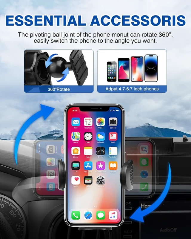 Alt view image 6 of 7 - Phone Holder Mount for Toyota Tacoma 2016-2023 Accessories Center Console Dashboard Organizer with Gopro Mount 360° Rotation Phone Stand with Anti-Slip Mat Hands-Free Shockproof