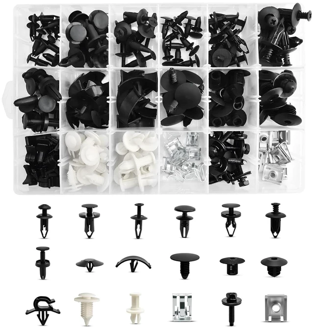 Main image of 18 Sizes Automotive Body Retainer Clip Fastener Remover Push Pin Rivet Assortment Set 190 PCS Compatible with Ram 1500 2500 3500 4500 5500