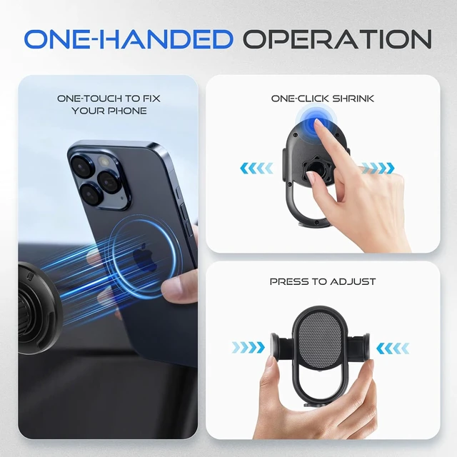 Alt view image 6 of 7 - Magnetic Car Phone Holder for Toyota Tundra 2022-2026/Sequoia 2023-2026 Accessories Strong Adsorption Phone Mount Stand with Dashboard Organizer & Gopro Mount & Card Slot 360° Rotation