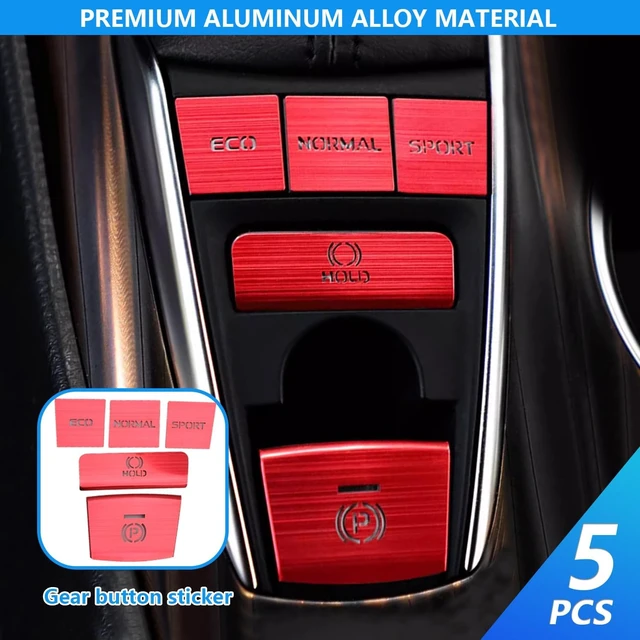 Alt view image 6 of 6 - 5PCS Gear Shift Panel Button Sticker Suitable for Camry 2018-2023 Aluminum Alloy Patch Center Console Protector Decorative Accessories - Red