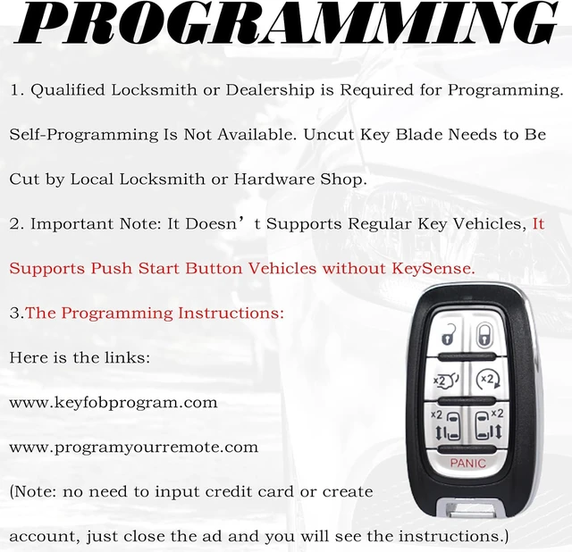 Alt view image 4 of 7 - Key Fob Replacement Fits for Chrysler Pacifica 2017 2018 2019 2020 2021 2022 2023 2024 Voyager 2020-2024 Proximity Smart Keyless Entry Remote Control M3N-97395900 68217832AC 433 Mhz