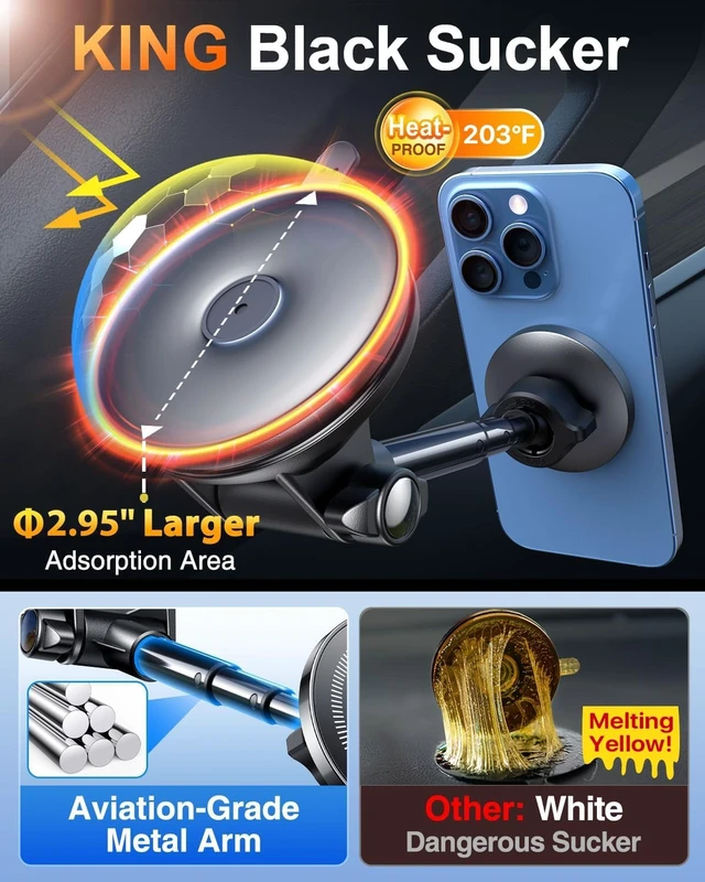 Alt view image 3 of 7 - Upgrade80+LB Super SuctionMagnetic Phone Holder Car for MagSafe Mount