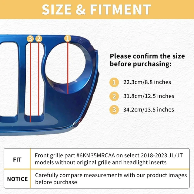 Alt view image 2 of 7 - MAXDOM Grill Insert Set Fit for Jeep 2018-2023 Wrangler JL & Gladiator JT