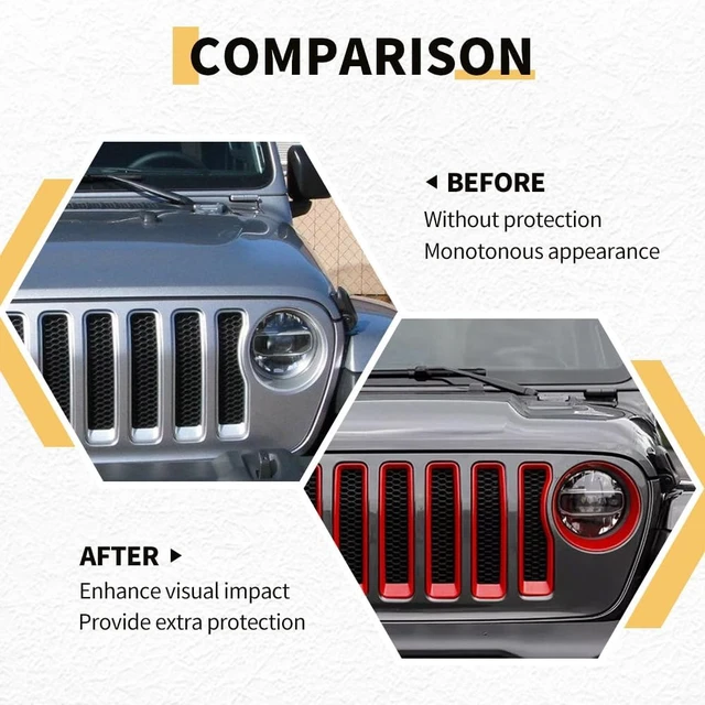 Alt view image 5 of 7 - MAXDOM Grill Insert Set Fit for Jeep 2018-2023 Wrangler JL & Gladiator JT