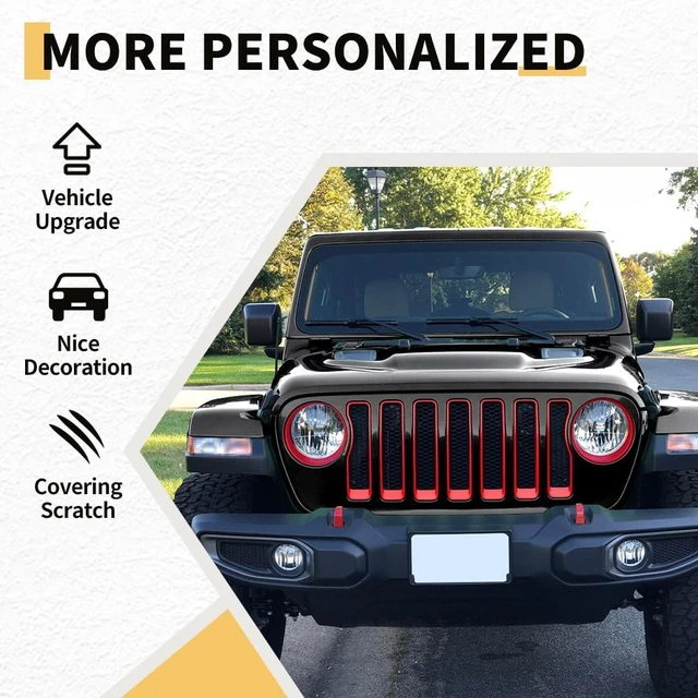 Alt view image 6 of 7 - MAXDOM Grill Insert Set Fit for Jeep 2018-2023 Wrangler JL & Gladiator JT