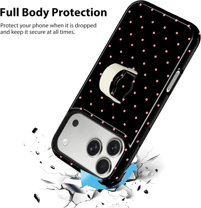 Alt view image 2 of 7 - Compatible with iPhone 18 Pro Case Spot Pattern -Black Pink