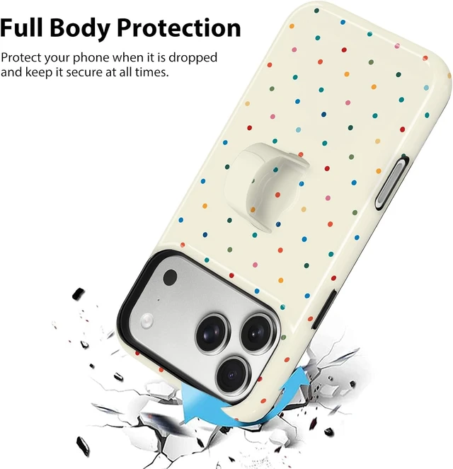 Alt view image 2 of 7 - Compatible with iPhone 18 Pro Case Spot Pattern -White Iridescent