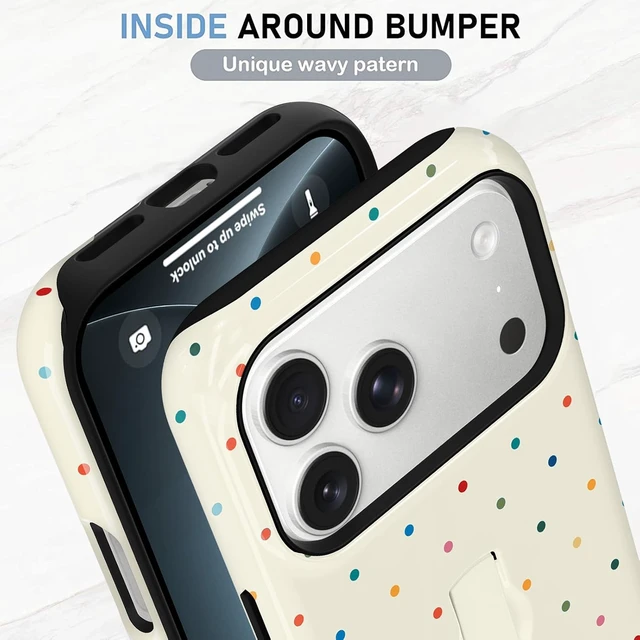 Alt view image 4 of 7 - Compatible with iPhone 18 Pro Case Spot Pattern -White Iridescent