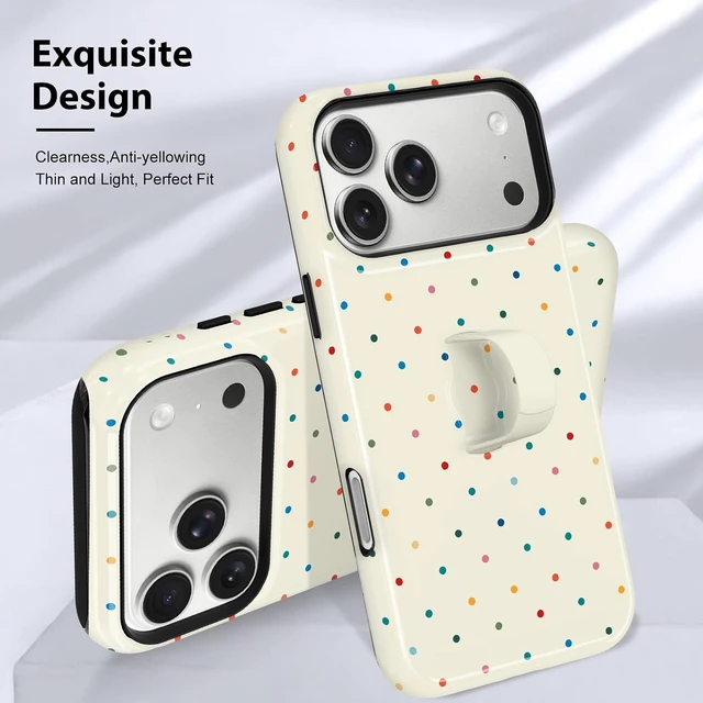 Alt view image 3 of 7 - Compatible with iPhone 18 Pro Case Spot Pattern -White Iridescent
