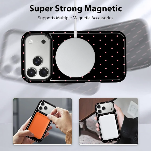 Alt view image 7 of 7 - Compatible with iPhone 18 Pro Case Spot Pattern -Black Pink
