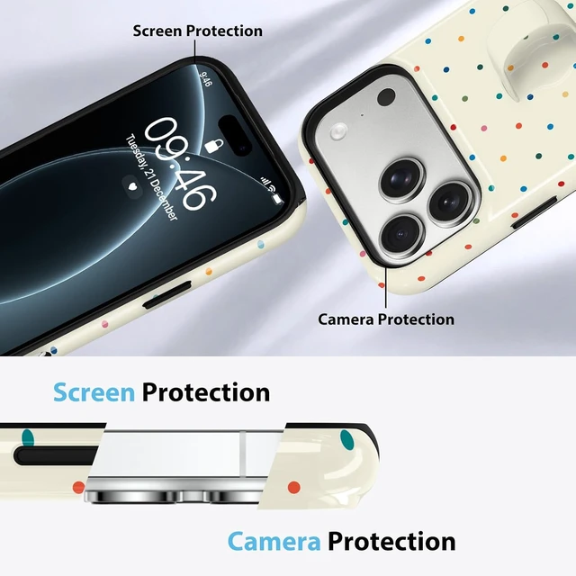 Alt view image 5 of 7 - Compatible with iPhone 18 Pro Case Spot Pattern -White Iridescent
