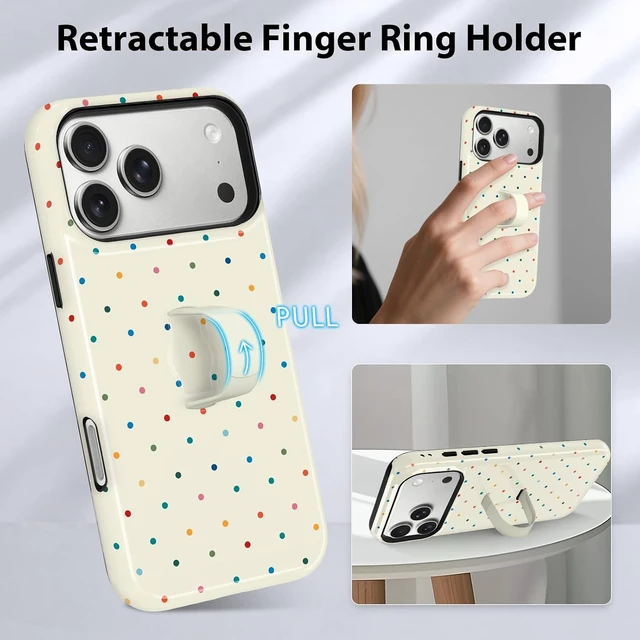 Alt view image 6 of 7 - Compatible with iPhone 18 Pro Case Spot Pattern -White Iridescent