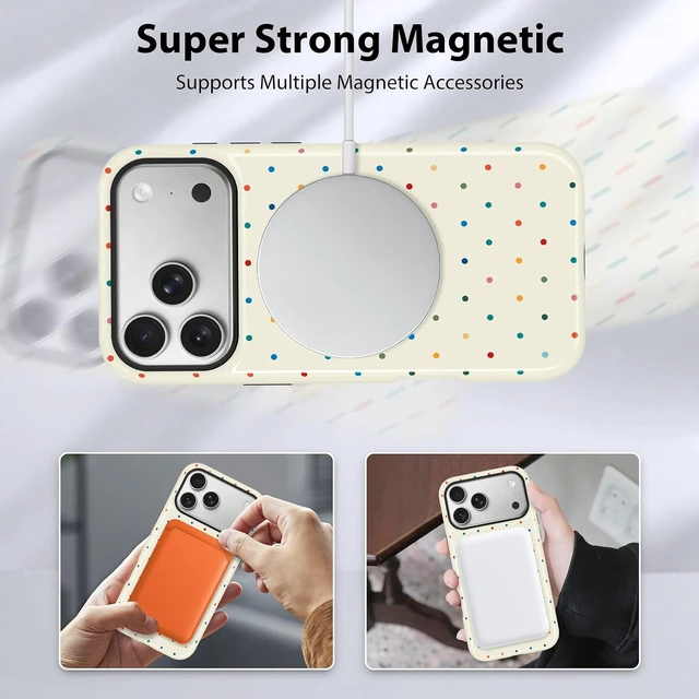 Alt view image 7 of 7 - Compatible with iPhone 18 Pro Case Spot Pattern -White Iridescent