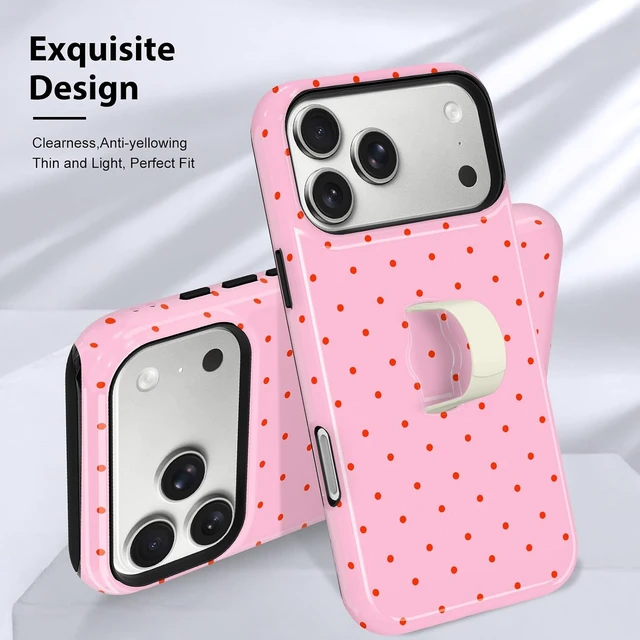 Alt view image 3 of 7 - Compatible with iPhone 18 Pro Case Spot Pattern -Hot Pink