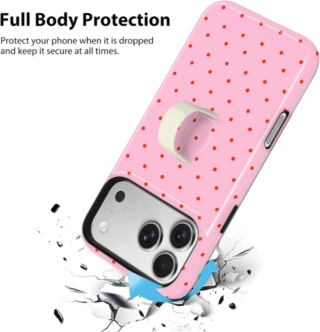 Alt view image 2 of 7 - Compatible with iPhone 18 Pro Case Spot Pattern -Hot Pink