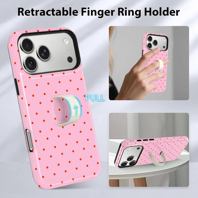 Alt view image 6 of 7 - Compatible with iPhone 18 Pro Case Spot Pattern -Hot Pink