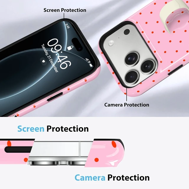 Alt view image 5 of 7 - Compatible with iPhone 18 Pro Case Spot Pattern -Hot Pink