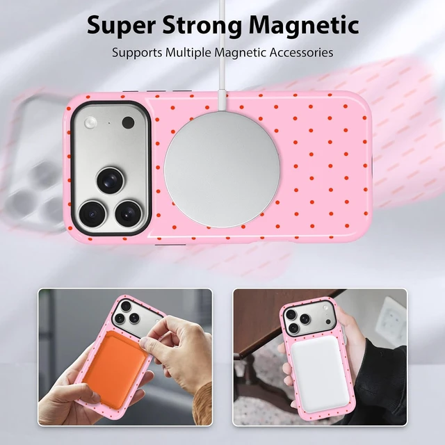 Alt view image 7 of 7 - Compatible with iPhone 18 Pro Case Spot Pattern -Hot Pink
