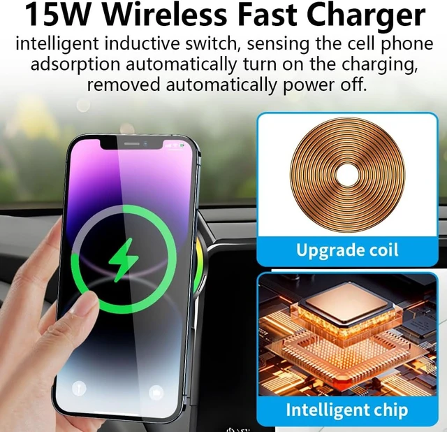 Alt view image 3 of 7 - Car Magnetic Phone Mount for Toyota Grand Highlander 2024 2025 2026 and Grand Highlander Hybrid 2024-2026 Auto Accessories Best Cellphone Holder Fast 15W Wireless Charger Cell Phones Charging Stand