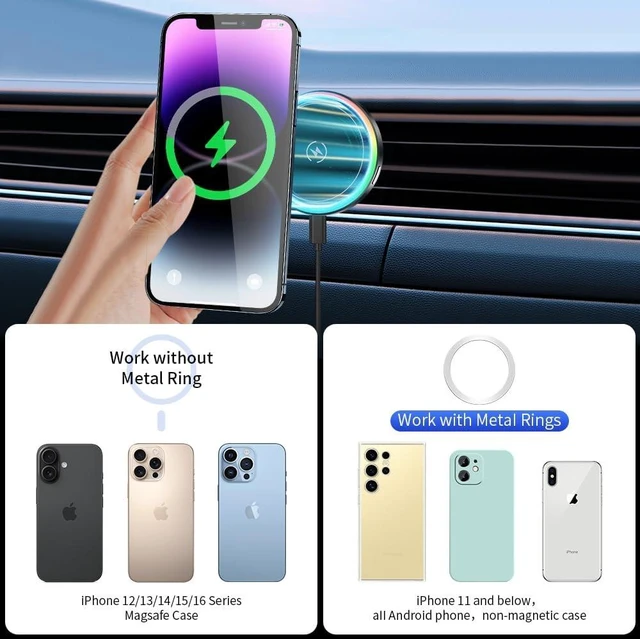 Alt view image 7 of 7 - Car Magnetic Phone Mount for Ford Mustang 2015 2016 2017 2018 2019 2020 2021 2022 2023 Auto Interior Accessories Best Cellphone Holder Fast 15W Wireless Charger Cell Phones Charging Stand
