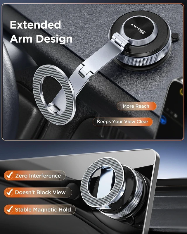Alt view image 4 of 7 - Magnetic Car Phone Holder Tesla Phone Mount for Magsafe,Long Arm