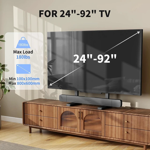 Alt view image 6 of 7 - Large TV Stand Table Top for Most 24 to 86 90 92 Inch Flat/Curved TVs, Universal Heavy Duty TV Stand Leg, Support 180 lbs, Max VESA 800x600mm, for Living Room ML3286