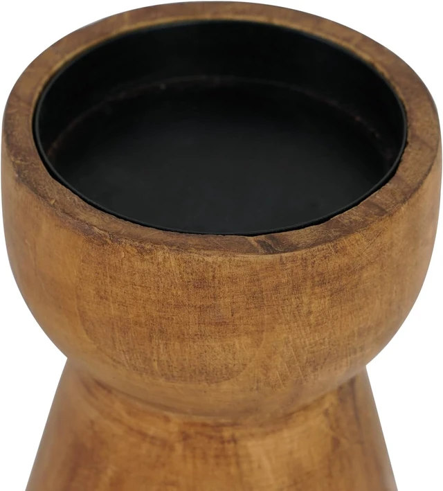 Alt view image 6 of 6 - Farmhouse Wooden Pillar Candle Holders Set of 2, Mantel Decor