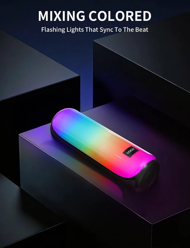 Alt view image 7 of 7 - Bluetooth 5.3 Speaker with RGB Light, Portable Wireless Speaker with 20H Playtime, TWS Stereo Sound, IPX7 Waterproof, USB&TF Card Support, Loud Sound for Outdoor Camping Home Travel Party Black