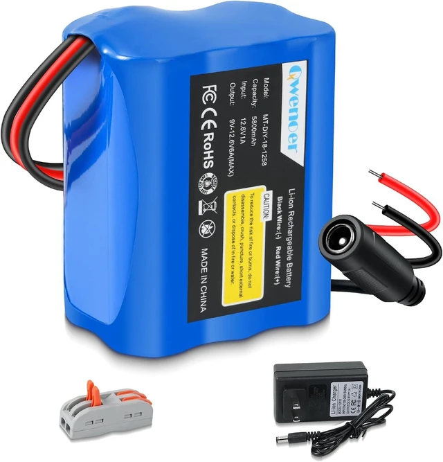 Main image of 5800mAh 12V Lithium Battery, 12V Battery Pack with 12 Volt Battery Charger and Bare Leads Wire, 12Volt Rechargeable Battery for 12 Volt Devices RC Car, Boat, Robot, DIY, LED Light Strip, CCTV Camera