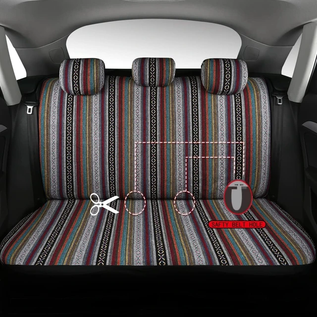 Alt view image 3 of 7 - Baja Saddle Blanket Car Seat Covers 9PCS Full Set, Breathable and Washable Striped Woven Automotive Vehicle Seat Cover, Universal Seat Cover for Sedan, SUV, Truck, Airbag Compatible