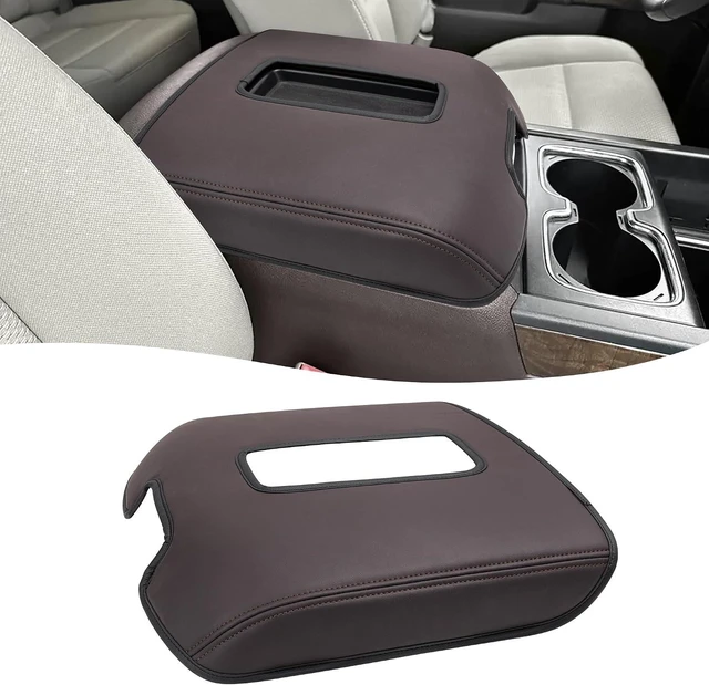 Main image of Center Console Armrest Cover for GMC Sierra & Chevrolet Silverado 2014-2018, Tahoe & Yukon & Suburban 2015-2020, Bucket Seat, Car Armrest Protector, Cocoa Brown