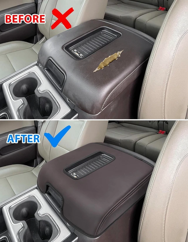 Alt view image 7 of 7 - Center Console Armrest Cover for GMC Sierra & Chevrolet Silverado 2014-2018, Tahoe & Yukon & Suburban 2015-2020, Bucket Seat, Car Armrest Protector, Cocoa Brown